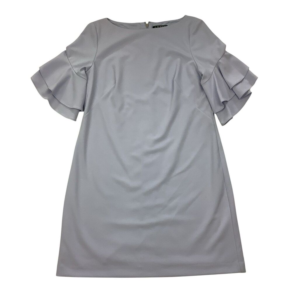 Ralph Lauren Silvana Ruffle Sleeves Dress Women 14 Party Cocktail Light Purple